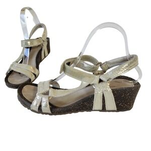 Teva Ventura Wedge Metallic Gold Leather‎ Snake Print Strappy Sandals 1009494 7